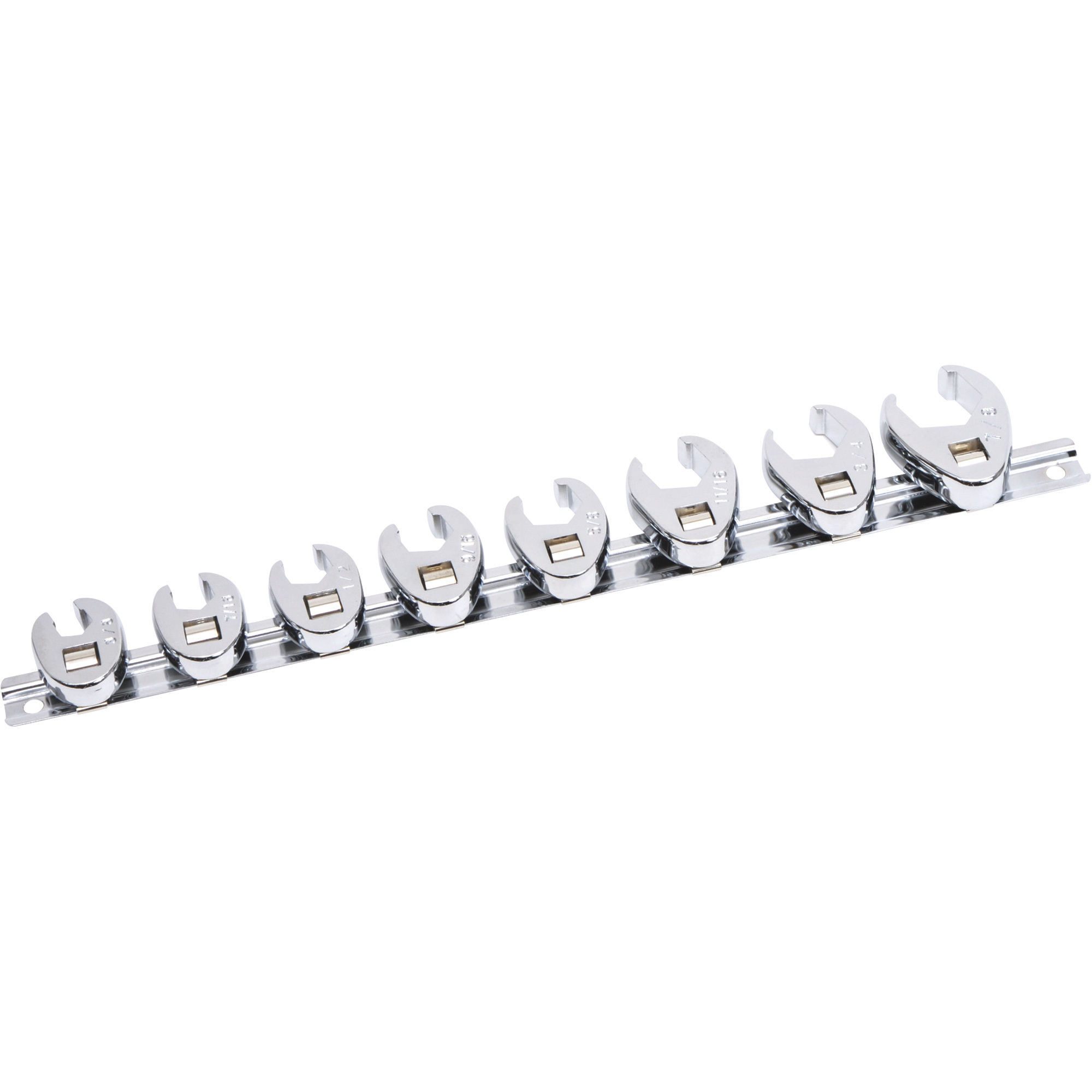 Klutch 3/8in. Drive Crowfoot Flare Nut Wrench Set, 8-Pc., SAE